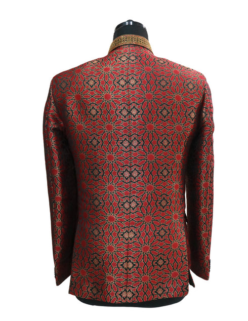 Hand Embroidered Red Fox Nehru